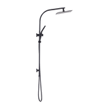 WELS 10" Rain Shower Head Set Square Dual Heads High Pressure with Handheld in Black V63-848021