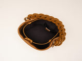 Genuine Leather Mini Bucket Bag with Braided Handle - Chic Drawstring Crossbody Purse V888-ELOSUNG35984