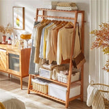 Bamboo Garment Rack Portable Laundry Storage Nature V178-66777