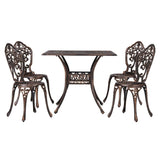 Gardeon Outdoor Dining Set 5 Piece Chairs Table Cast Aluminum Patio Brown FF-DINING-CALU-BR-AB