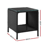 Gardeon Coffee Side Table Wicker Desk Rattan Outdoor Furniture Garden Black ODF-RECLINER-TB-BK