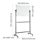 91.5x61cm Rolling Magnetic Whiteboard, Double-sided Mobile Whiteboard, Adjustable Height Dry Erase V952-BBYCDL3624ABSW8OMV0