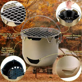 1 Piece Portable Charcoal Grill, 304 Stainless Steel Mini BBQ with Carry Handle for Camping and V1189-LC-HW-00340