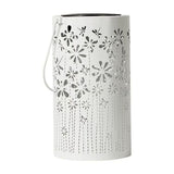 Solar Hanging Lantern Outdoor Hollow Metal LED Decorative Garden Light for Patio Porch Yard, White V1369-AZ3-W-12054