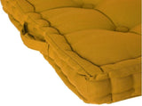 Ochre Yellow Tufted Cotton Floor Cushion with Handle, Extra Thick, 38.5 x 38.5 x 8 cm V1188-MS-731-118