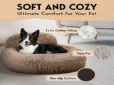 Cozy Plush Donut Pet Bed with Raised Rim, Washable Faux Fur Cat & Dog Couch, Winter Warm Supportive V1341-ZY-NZG53MTB-S-NAVY