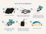 3.0 Version Wind-Powered Beach Tent Shade Canopy Sets Up in 3 Mins 150 Sq. Ft. of Shade for up V1259-DP01-I-00034