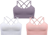 3 Pcs Strappy Sports Bras for Women Crisscross for Yoga Running Support Yoga Bra Padded Workout Bras V1258-DP02-C-2221