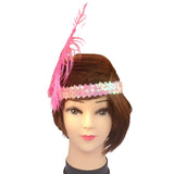 6x 1920s FLAPPER HEADBAND Headpiece Feather Sequin Charleston Costume Party BULK - Light Pink V563-BR-6FLAPPERHDBND-LHTPNK