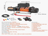 Electric Winch, 5400 kg Load Capacity, 12V DC Truck Winch with 9.1 mm x 23 m Synthetic Rope, V952-HCSDDJP120000Z8JO001V9