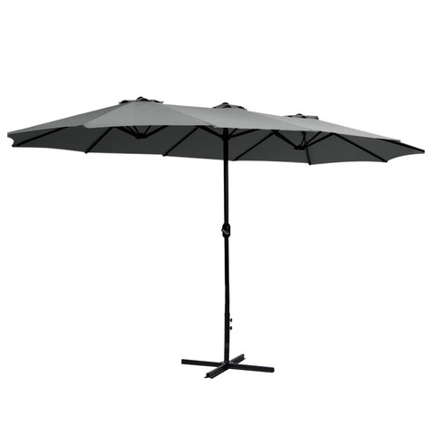 Instahut 4.57m Outdoor Umbrella Beach Pole Garden Tilt Charcoal UMB-POLE-4-TR-CO