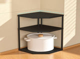Kitchen Small Corner Shelf Rack Fan Shaped Space Saving Stable Carbon Steel Cookware Stand for Pots V1294-YM0710-3118230294214