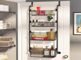 CARLA HOME 4-Tier Over the Door Organizer Heavy-Duty Metal Pantry Rack with Hanging Baskets for Home LSB-36339