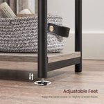 VASAGLE End Tables Set of 2 with Storage Shelf Steel Frame Greige and Black V227-9101402109730