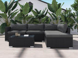Ottoman-Style Outdoor Lounge Set in Black V264-OTF-507S-541S-BLK