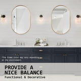2 Set Wall Mirror Oval Aluminum Frame Bathroom 50x75cm GOLD V274-FT-BM-ALUOV-GLD5075-X2