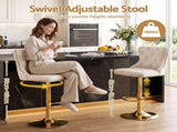 Artiss 3x Bar Stools Counter Chair Kitchen Adjustable Nailhead Trim Velvet Ivory BA-K-1105-IVX3