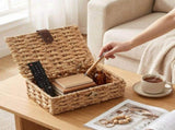 Woven Storage Basket with Lid Woven Storage Basket Gourd Grass Decorative Box for Shelf Coffee Table V1366-AZ2-W-15078