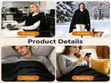 Graphene Heated Hooded Poncho Blanket USB-Powered Wearable Shawl for Office, Home, Outdoor, and V1341-ZY-CD8MHBG5
