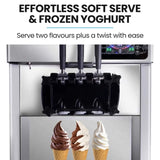 POLYCOOL Benchtop Soft Serve Ice Cream Machine, 3 Flavours, 2Twist, Frozen Yoghurt, Acai Maker, V219-ICMIMCPC263A