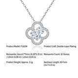 Elegant Moissanite Four-Leaf Clover Pendant Necklace with GRA Certificate 925 Silver Plated, V1341-ZY-AHR5XN9S-MOISSANITE-PREMIUMS925