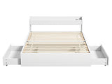 Artiss Bed Frame King Single Size with Charging Ports and 2 Drawers AURA WBED-F-AURA-KS-WH-AB