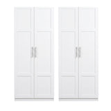 Artiss 2x Buffet Sideboard Cabinet Pantry Hutch Kitchen Storage Organiser White FUR-W-WR03-WH-ABX2