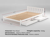Artiss Bed Frame King Single Size Wooden Platform with 2 Storage Drawers White WBED-G-001KS-WH-DRAW