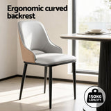 Artiss 2x Dining Chairs Hollow PU Leather Kitchen Lounge Cafe Accent Chair Grey DINC-K-1024-BGX2