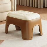 Compact Plastic Step Stool with Leatherte Seat 18cm Height Small Stool for Living Room & Bathroom V1370-AZ4-09149