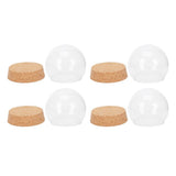 Clear Eternal Flower Glass Cover in Khaki with Cork for Decorative Use 4Pcs V1369-AZ3-W-15687