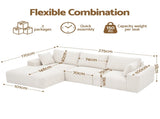 Artiss 3 Seater Modular Sofa Bed Sectional Boneless Couches for Living Room Corduroy Compressed Sofa SBED-K-CDY-4S-WH-ABC