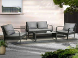 Gardeon Outdoor Sofa Set Lounge Setting Wicker Table and Chairs Garden Patio Furniture ODF-4PC-SOFA-BK-AB
