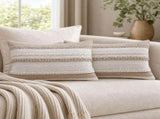 Neutral Decorative Throw Pillow Covers Set of 2, Navy Blue and off White Striped Decor Pillowcases, V1192-AZ-W-24995