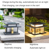 Length 30cm Outdoor Stainless Steel Post Light, Modern LED Fence Deck Cap Light Lantern Column Lamp V1107-124-38201-BLK-30CM