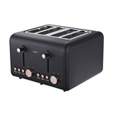 Pronti 4 Slice Toaster Rose Trim Collection - Black TSR-4SL-GST-BK