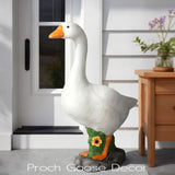 Large Goose Statue, Realistic Hand-Painted Goose Sculpture, All-Weather Resin Outdoor Decor for V1366-AZ2-W-14184
