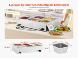 Commercial Food Warmer, 6-Pan Electric Steam Table, 1200W Professional Countertop Stainless Steel V952-SYSPBWQPTK61BPPMXV3
