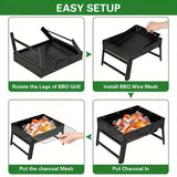 Weekend Essential Portable Foldable BBQ Grill Home & Camping Heavy Duty Steel No Assembly V1232-SKVDHG002