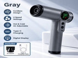 Gray RT301 Rechargeable Cordless Hot & Cold Hair Dryer - 200W Portable Digital Display Blow Dryer V888-ELOSUNG55457
