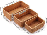 Set of 3 Rattan Storage Baskets, Stackable Woven Wicker Organizer Box for Kitchen Cupboard Shelf, V1237-ZY00B089K29BKG