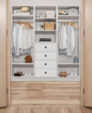 MALMO 3 SHELF 4 DRAWER WALK IN WARDROBE - WHITE - SLIM - ROUND BLACK V164-ECW4TB06B