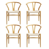 1 Set of 4 Artiss Dining Chairs Wooden Rattan Seat Wishbone Back MO-DIN-B-01-RAT-WDX4