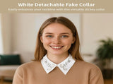 6PCS Detachable Fake Collar, White Collar with Rhinestones, Half Shirt Blouse Collar, Fashion V1192-AZ-W-18258