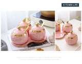 3x Ceramics Spice Jars Sugar Pots Pottery Condiment Jars Set for Sugar Pepper Kitchen Counter V1370-AZ4-06755