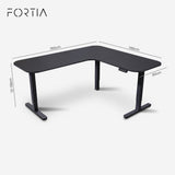 FORTIA Corner Standing Desk, 160x140cm, 72-118cm Sit to Stand Up Electric Height Adjustable, Black V219-ADKCORFOR1BKKA