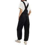 Womens Denim Overalls Loose Fit Leg Adjustable Strap Hip Hop Jean Jumpsuits Black XXL V1370-AZ4-10432