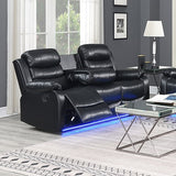 Chelsea 3R1R1R Seater Finest Leatherette Recliner Feature Console LED Light Ultra Cushioned V43-SET-CHLS-3-1-1-BL