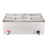 SOGA 2X Stainless Steel 4 X 1/2 GN Pan Electric Bain-Marie Food Warmer with Lid FOODWARMER742X2