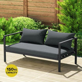 Gardeon 4 Seater Outdoor Sofa Set Aluminium Patio Furniture Setting 4PC Charcoal ALU-SOFA-AL-4PCS-CC